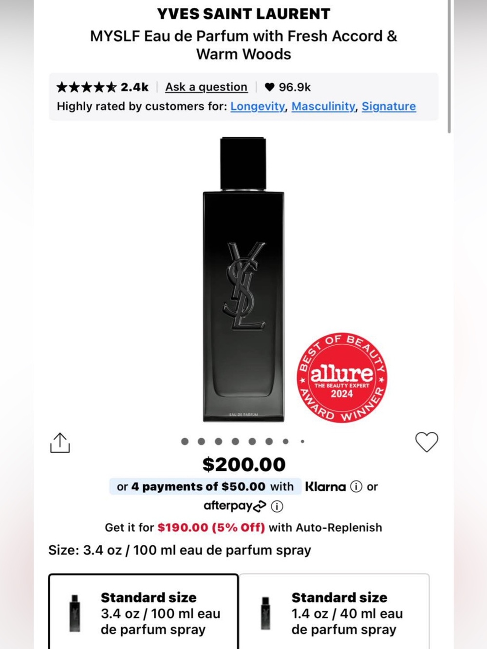 Yves Saint Laurent MYSLF 100ml